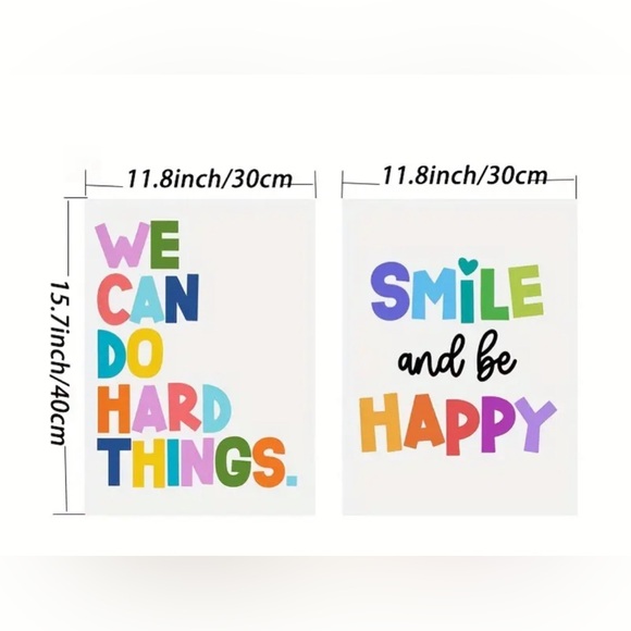 2pcs Inspirational Positive Paintings on Canvas Frameless- 11.81inch x 15.75inch - Picture 2 of 2